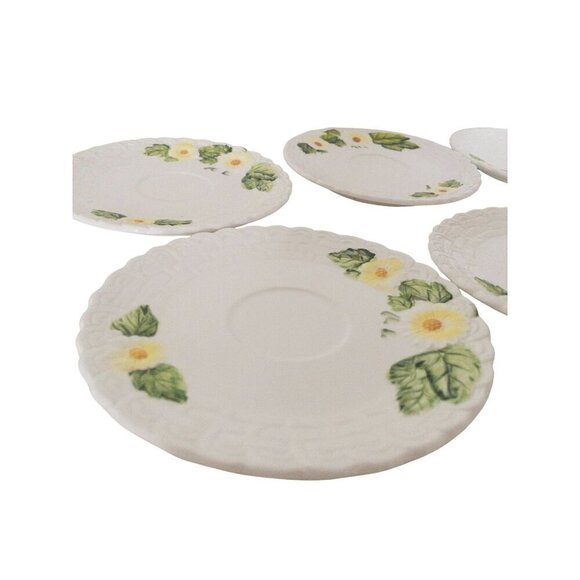Lefton Set Of 6 Vintage Ceramic Floral-Embossed Saucer Plates - Picture 4 of 12